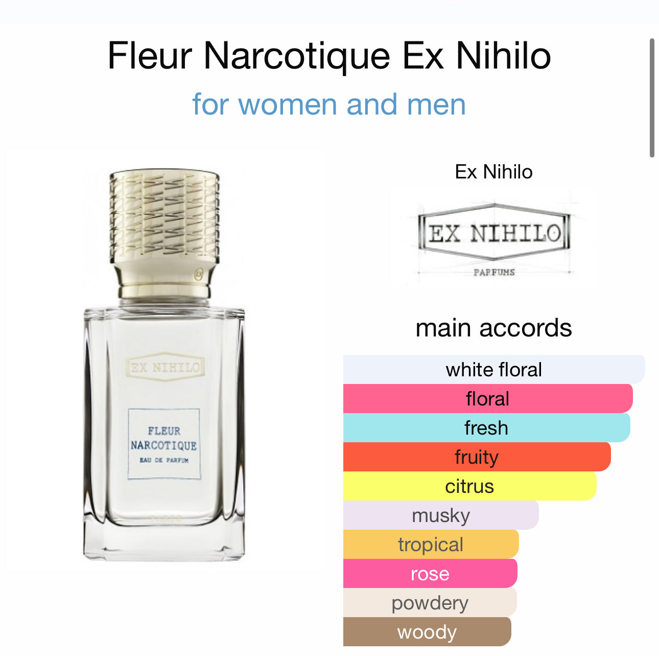 Fragrance World Le Fleur Narcotique 30ml Clive Dorris