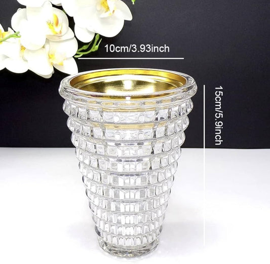 Crystal Glass Bukhoor Burner- Round | Oud burner | Incense Bukhoor  - Gold Incense Burner (Clear)